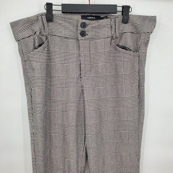 Torrid Trouser Boot Studio Double Knit High Rise Pants Plus Knit Plaid 18 Womens - Picture 6 of 14